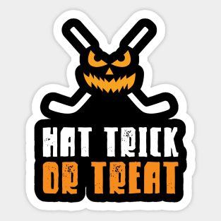 Hat Trick or Treat Hockey Halloween Sticker